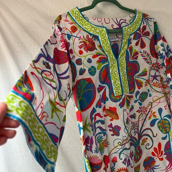 Gretchen Scott Colorful Pattern 3/4 Sleeve Tunic Top P - Picture 2 of 5